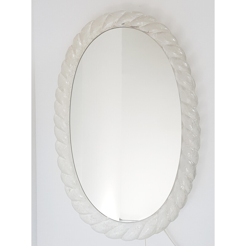 Vintage mirror in frosted resin with lighting - 1970s