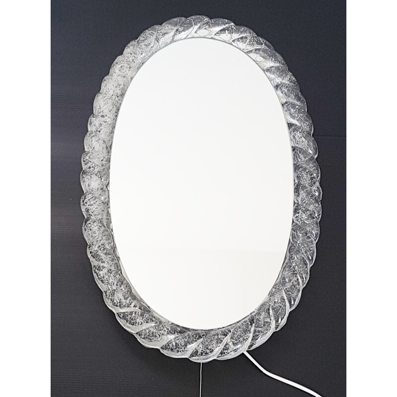 Vintage mirror in frosted resin with lighting - 1970s
