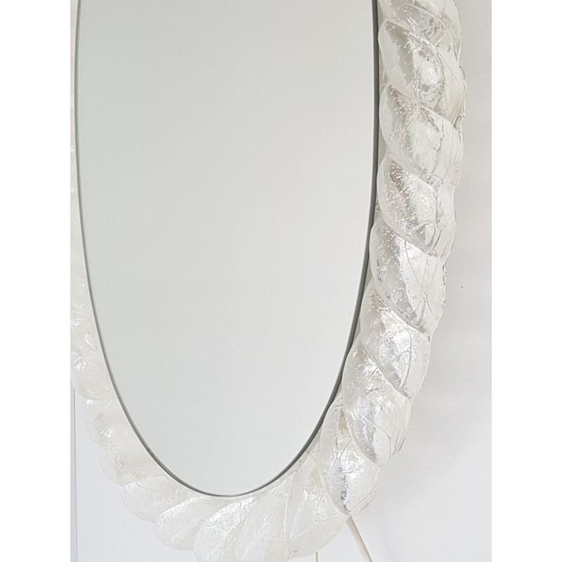 Vintage mirror in frosted resin with lighting - 1970s