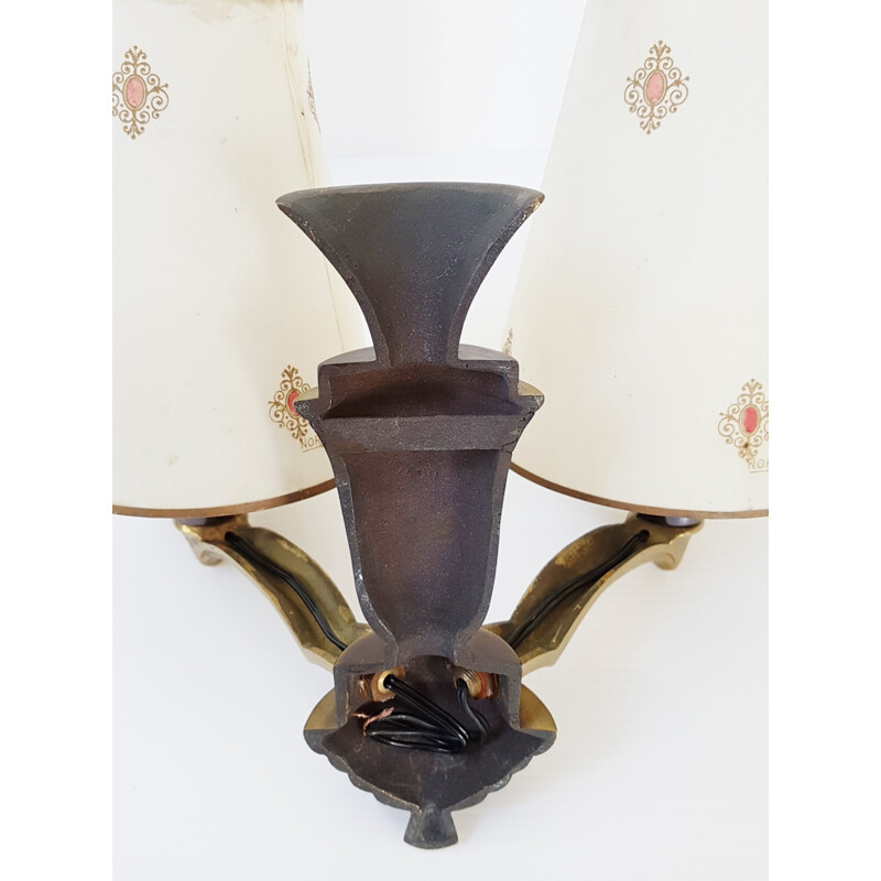 Pair of vintage bronze wall lamp - 1950