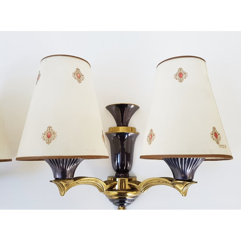 Pair of vintage bronze wall lamp - 1950