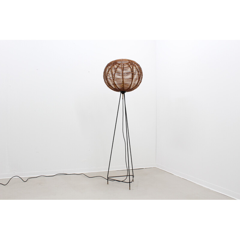 Italian vintage Rattan Floor Lamp - 1950s