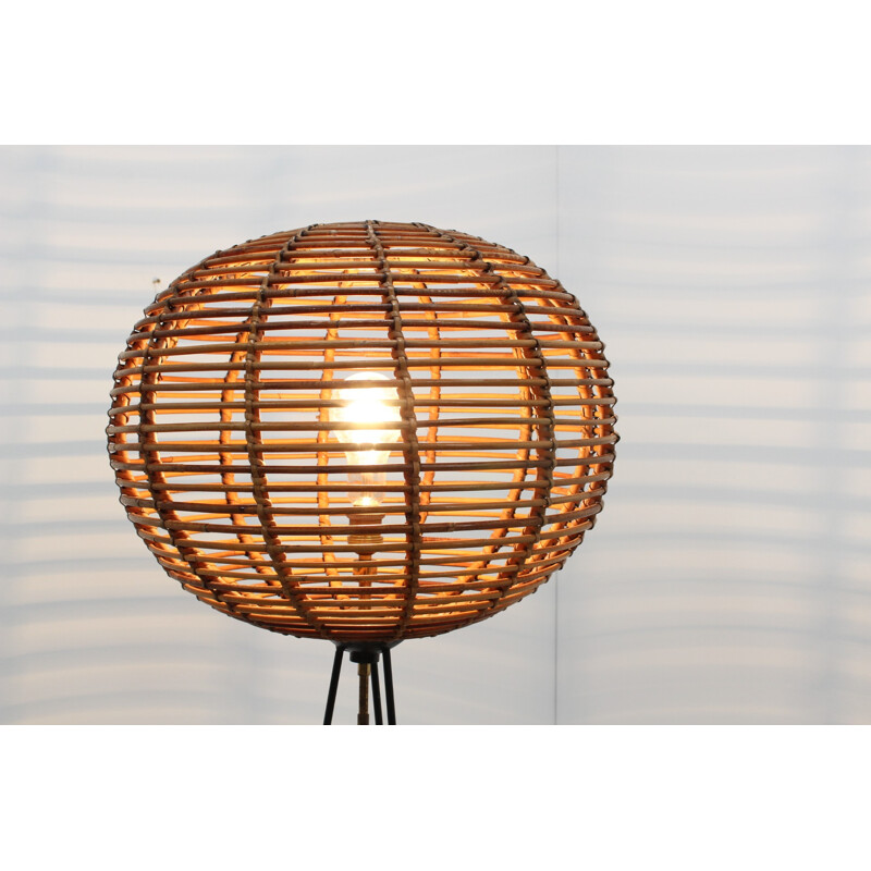 Italian vintage Rattan Floor Lamp - 1950s