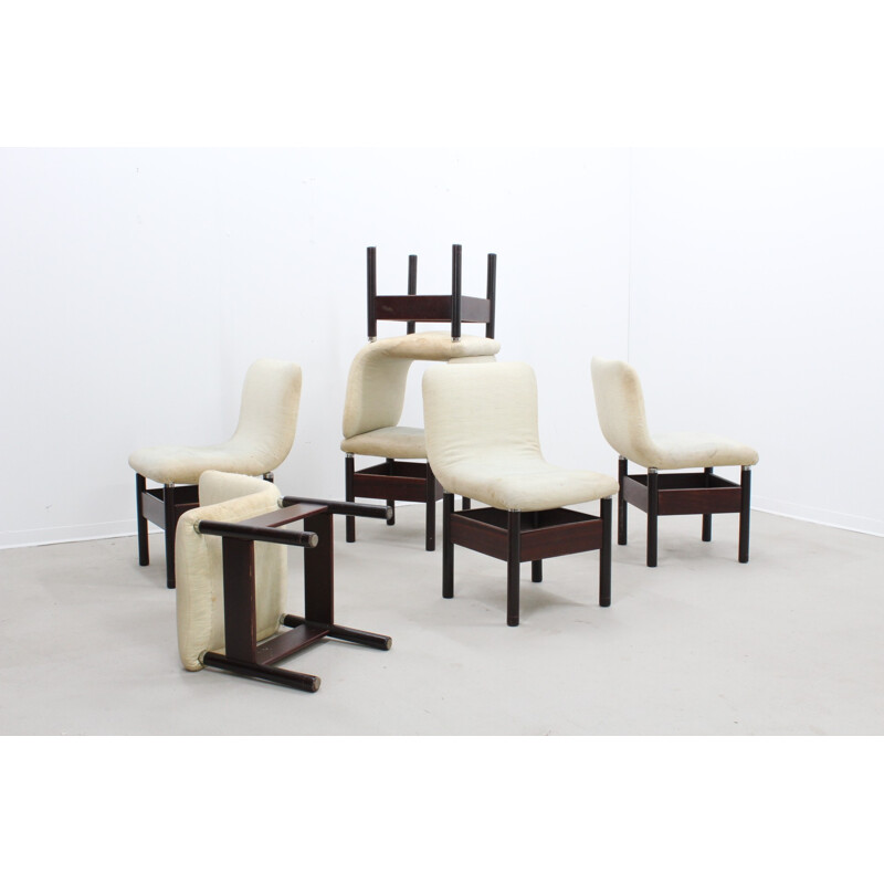 Set of 6 vintage chelsea Chairs by Vittorio Introini for Saporiti - 1960s