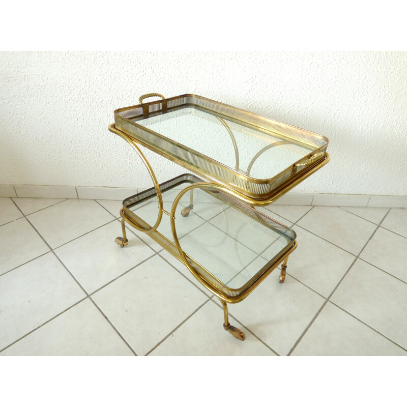 Mid-century Golden serving cart table - 1950s