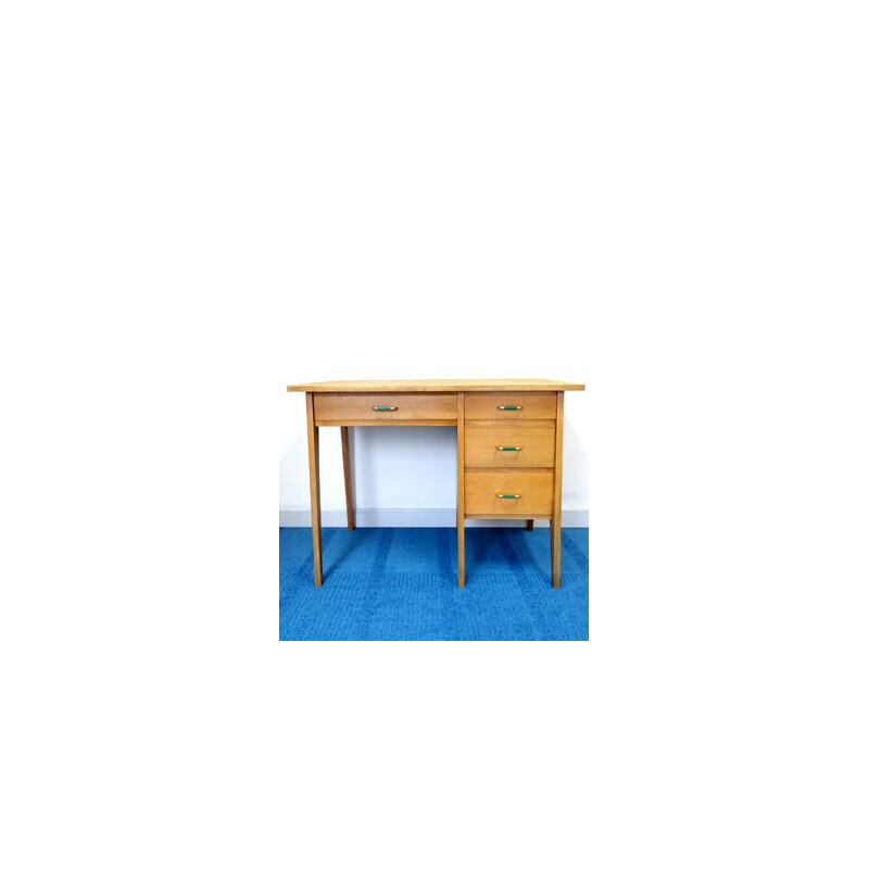 Bureau vintage en bois vernis - années 50