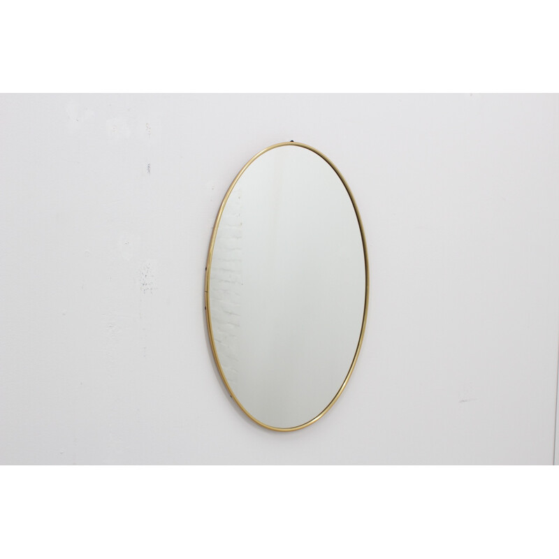Mid-century Italian Brass Oval Mirror - 1950s