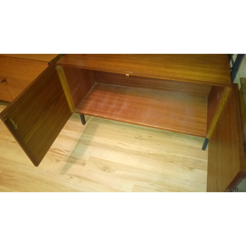 Vintage german modular library teak and metal - 1960s