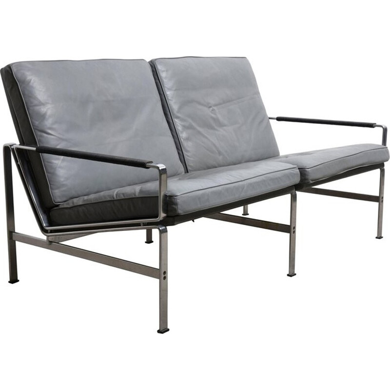 Vintage FK 6720 black leather sofa, Fabricius and Kastholm for Kill International - 1960s