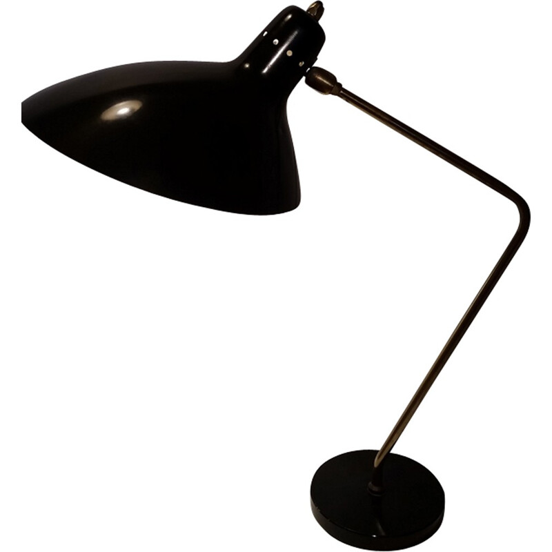 Vintage zwarte bureaulamp van Jean Boris Lacroix - 1965