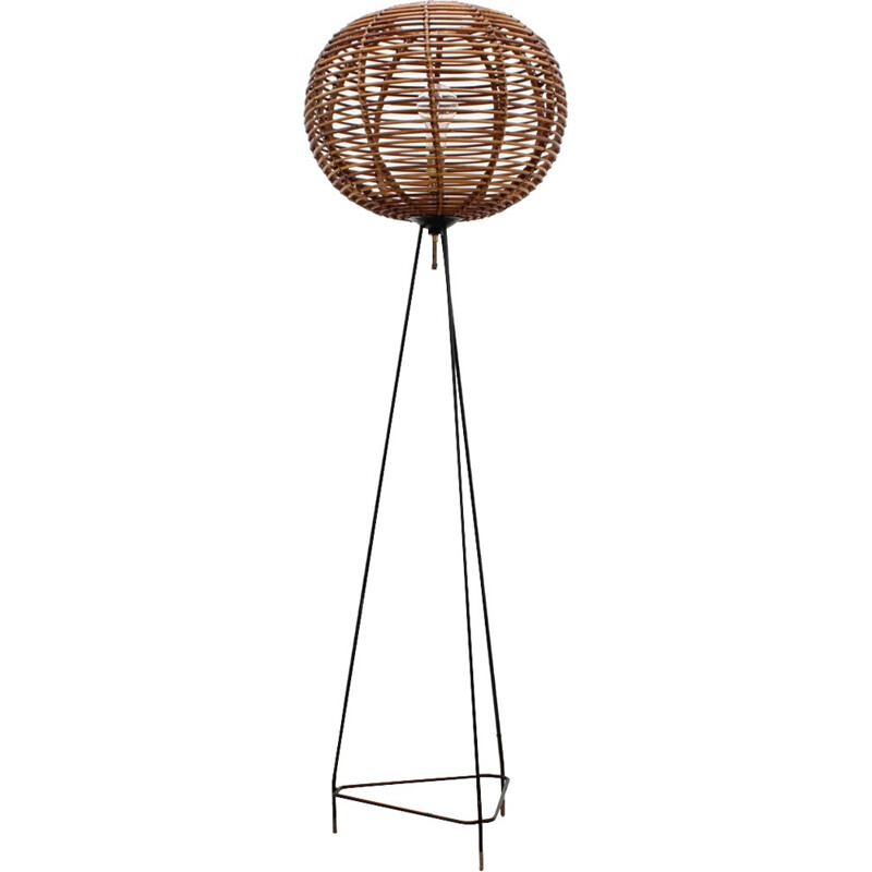 Italian vintage Rattan Floor Lamp - 1950s