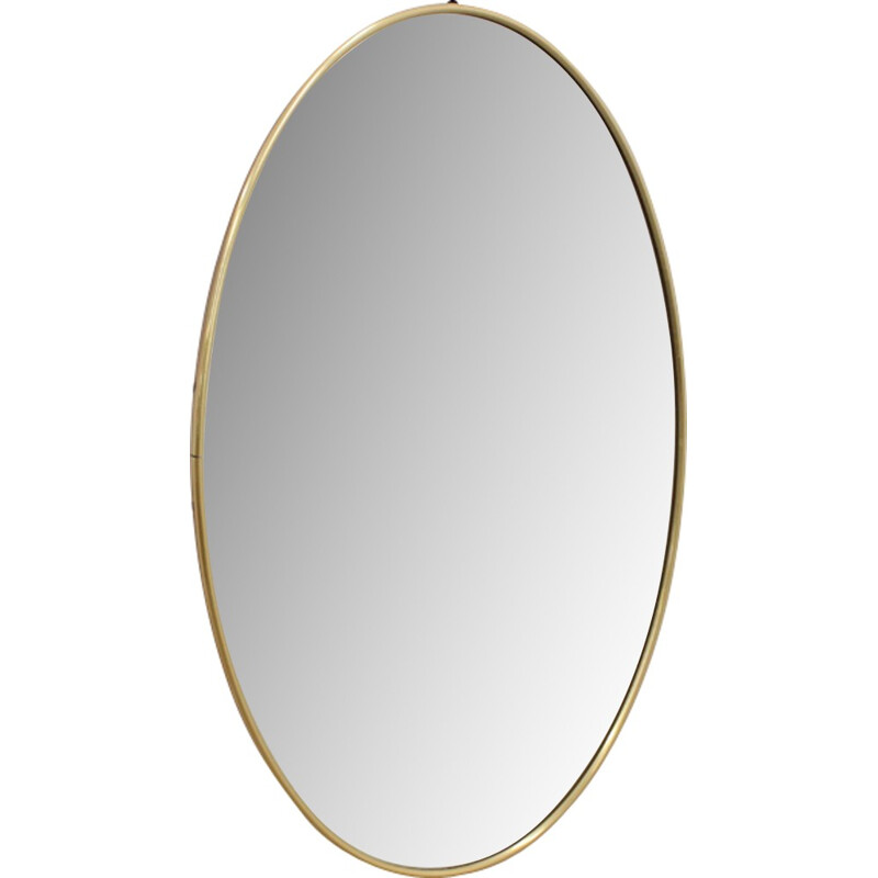 Mid-century Italian Brass Oval Mirror - 1950s