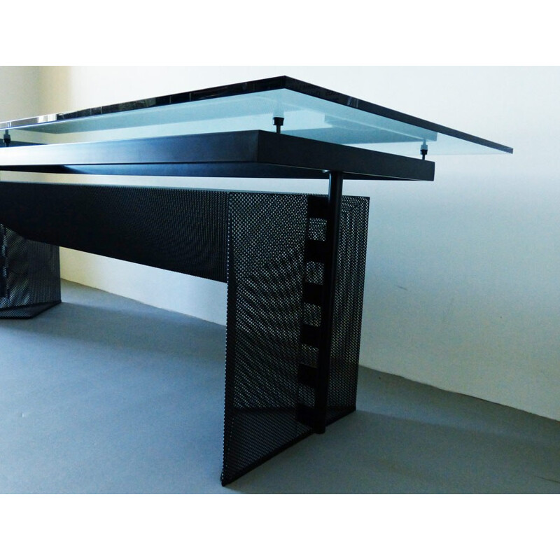 Table desk "Tesi" in metal and glass, Mario BOTTA - 1990s