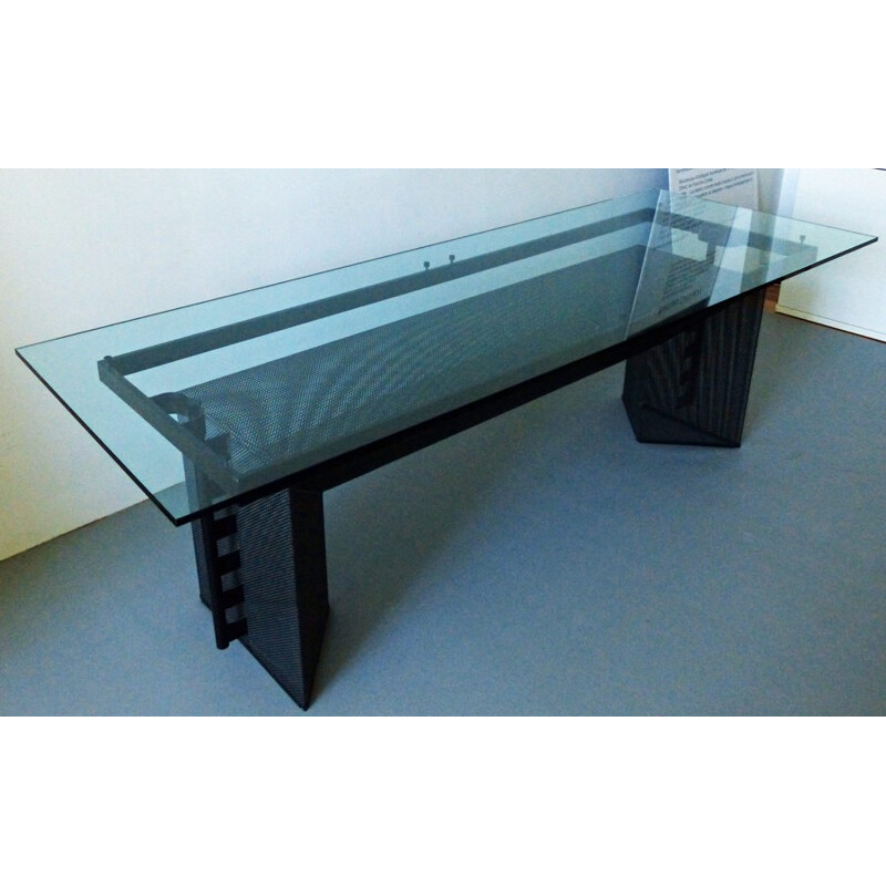 Table desk "Tesi" in metal and glass, Mario BOTTA - 1990s