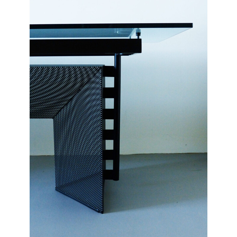 Table bureau "Tesi" en métal et verre, Mario BOTTA - années 90