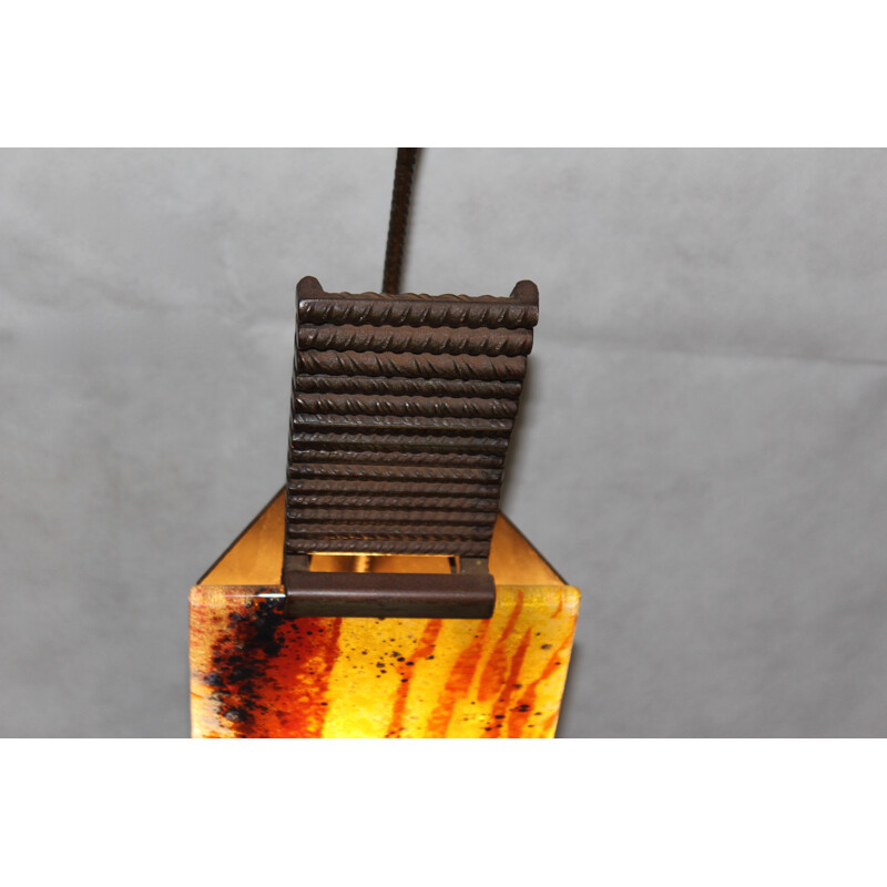 Vintage glass and metal table lamp, 1970