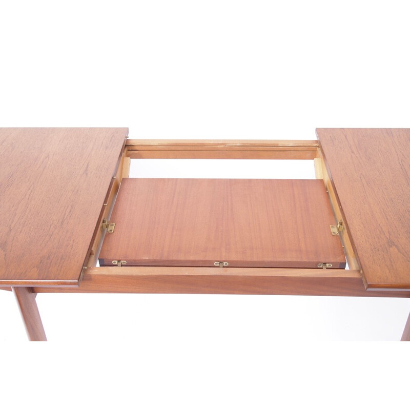 Dining table in brown teak with an extension - 1960s