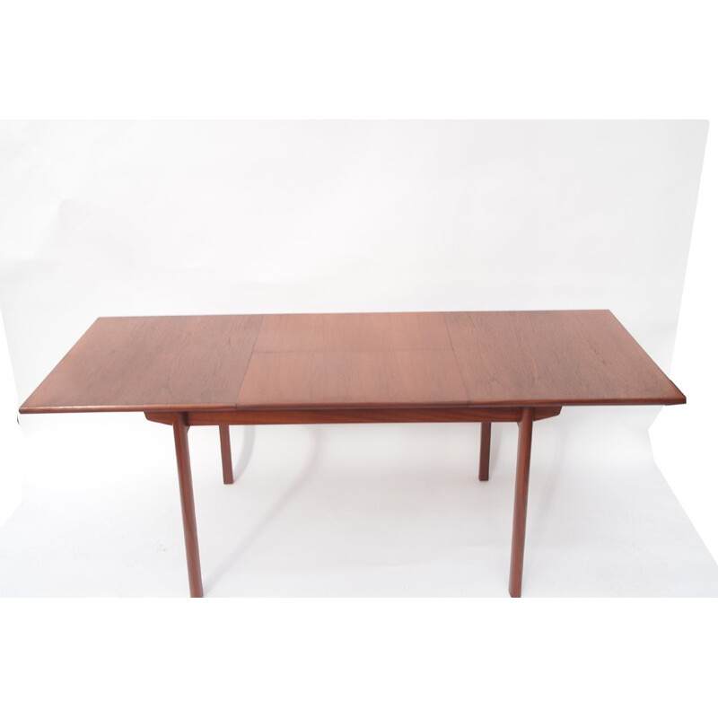 Table de salle à manger en teck brun avec grande allonge - années 60