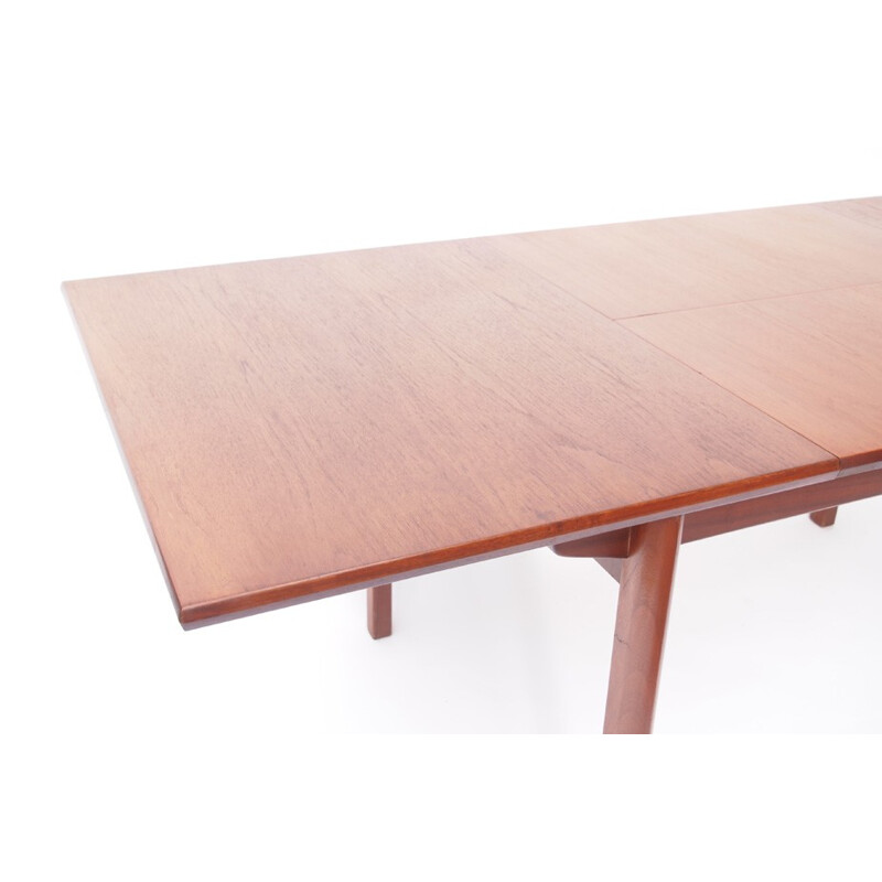 Table de salle à manger en teck brun avec grande allonge - années 60
