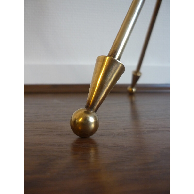 Vintage tripod pedestal table in brass and rosewood top - 1950s