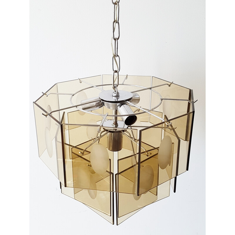 Space age chandelier in smoked glass, 1970
