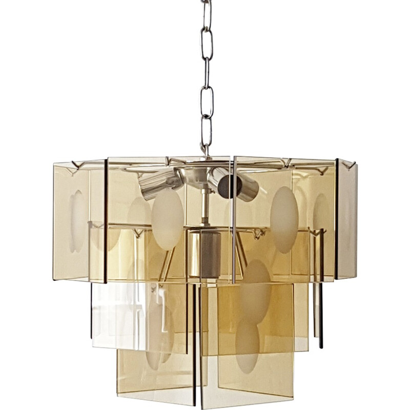 Space age chandelier in smoked glass, 1970