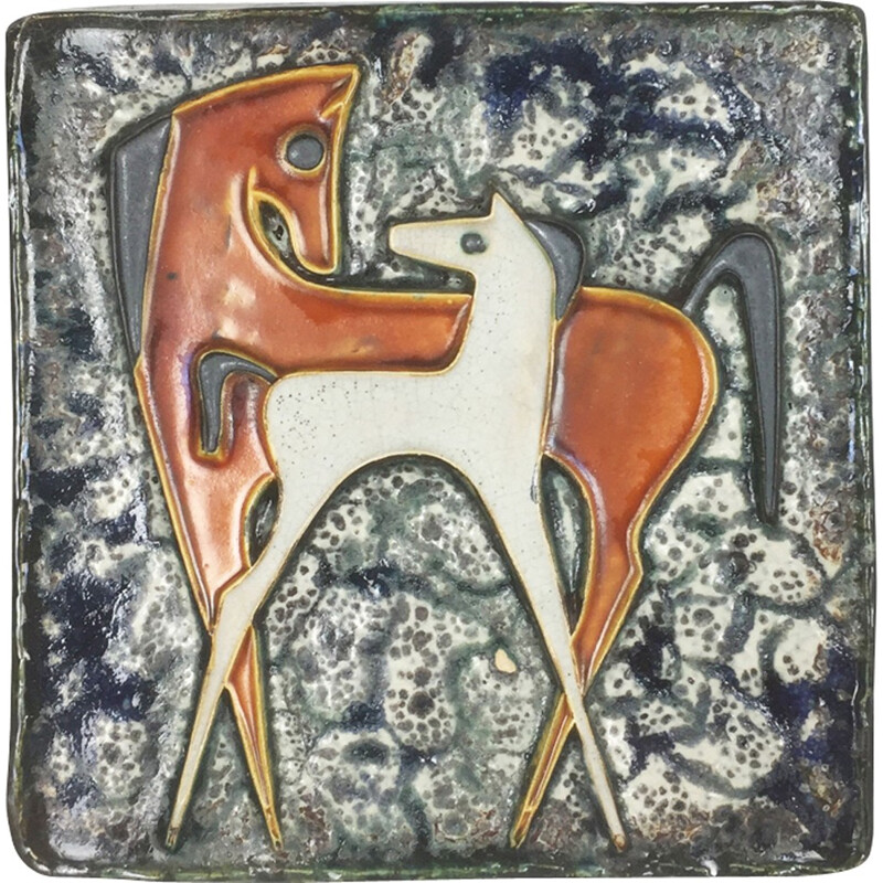 Abstract art ceramic vintage painting by Helmut Schäffenacker for Atelier Schäffenacker - 1960s