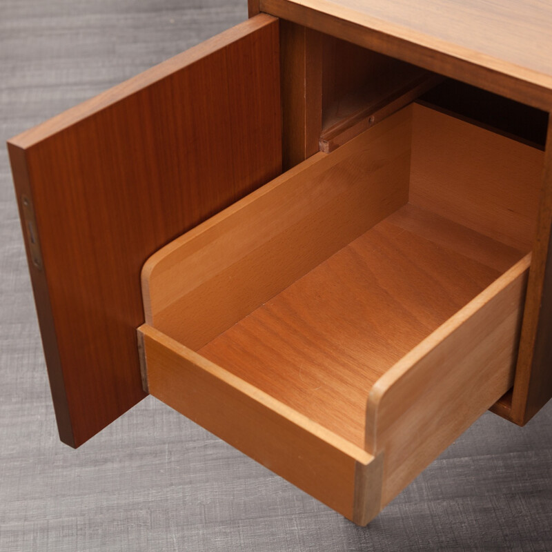 Desk in walnut and glass, EHRLICH - 1950s