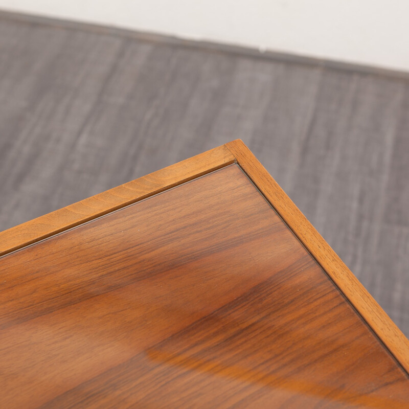 Desk in walnut and glass, EHRLICH - 1950s