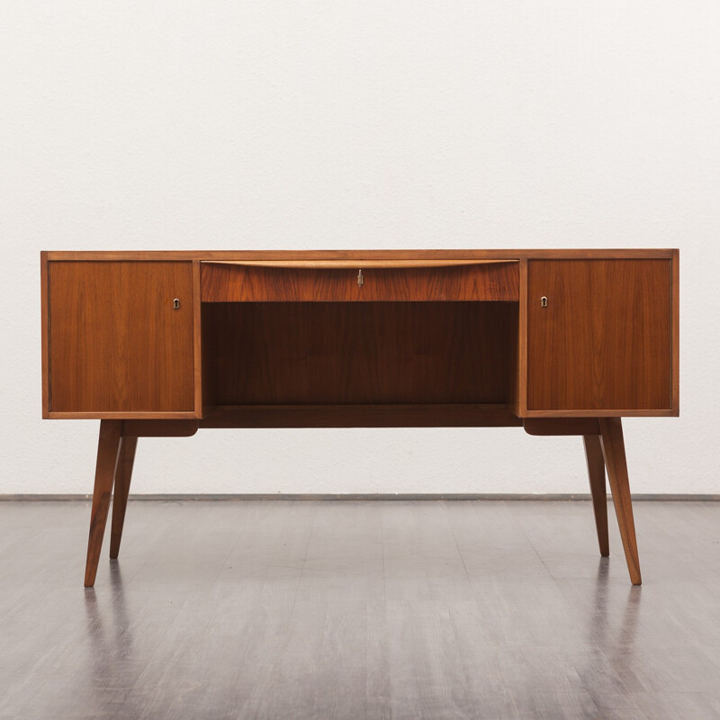 Desk in walnut and glass, EHRLICH - 1950s