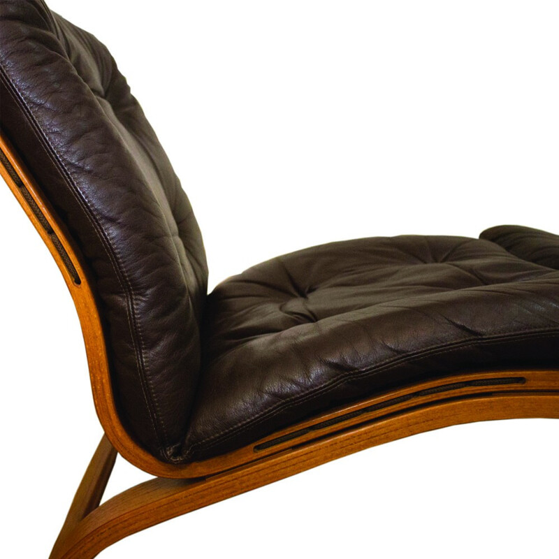 Set of 2 "Kengu" vintage norwegian brown leather armchairs by Elsa & Nordahl Solheim for Rykken & Co - 1976