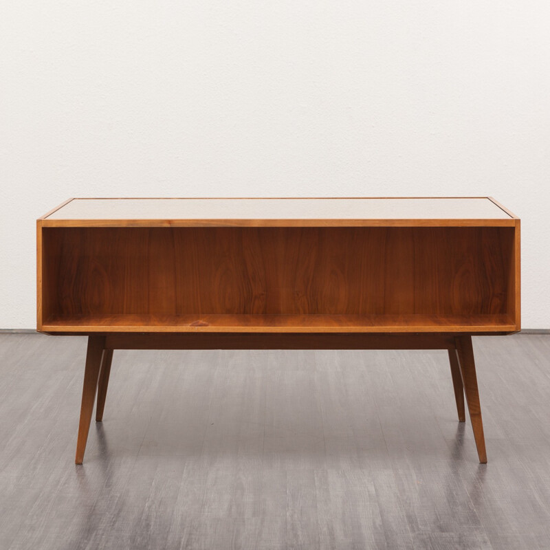 Desk in walnut and glass, EHRLICH - 1950s