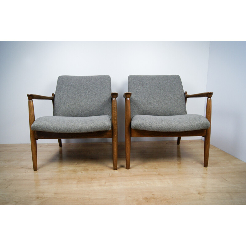 Set of 2 GFM-64 Armchairs by Edmunda Home for Gościcińskie Furniture Factory - 1960s