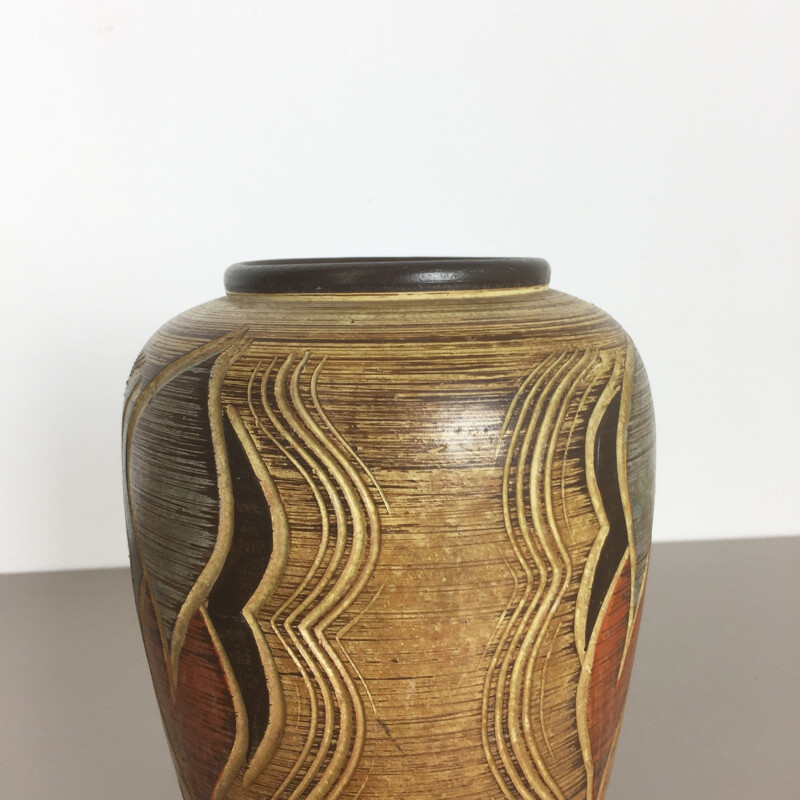 Jarrón de cerámica vintage de Franz Schwaderlapp para Sawa Ceramic, Alemania 1960