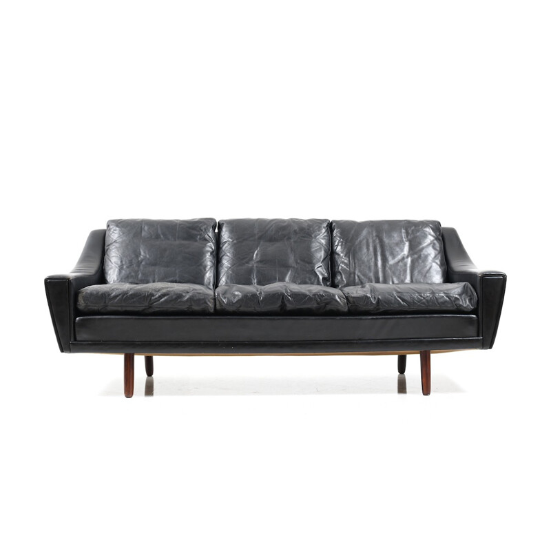 Black leather 3-seater sofa by Georg Thams for Vejen Polstermøbelfabrik - 1960s