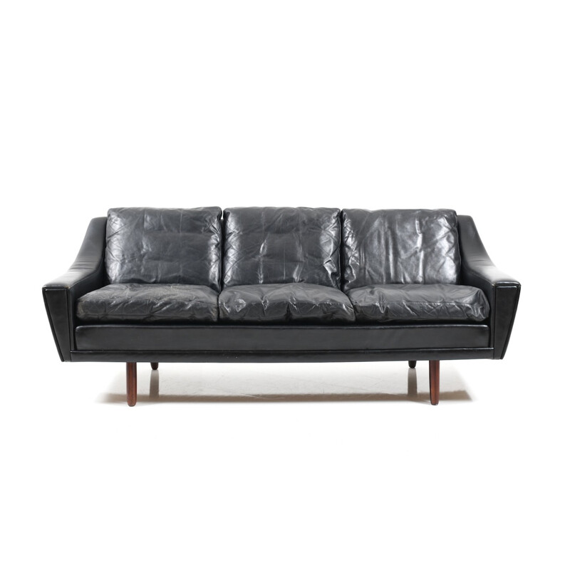 Black leather 3-seater sofa by Georg Thams for Vejen Polstermøbelfabrik - 1960s