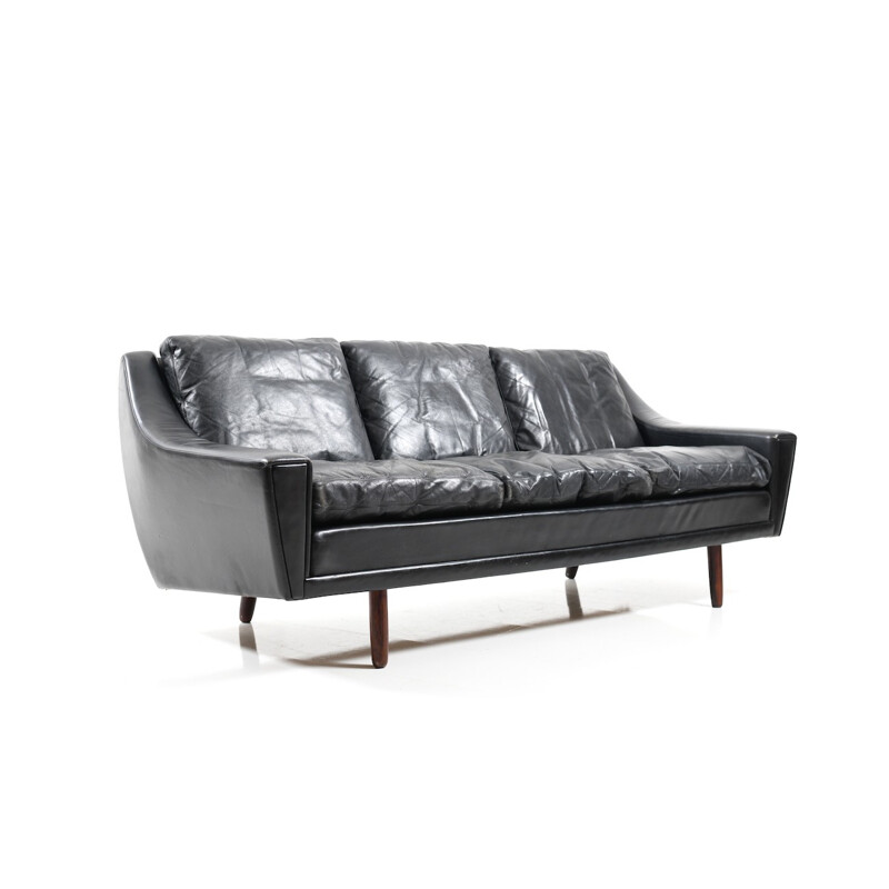 Black leather 3-seater sofa by Georg Thams for Vejen Polstermøbelfabrik - 1960s