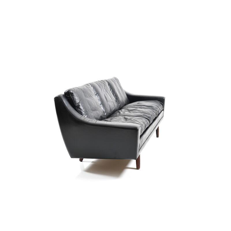 Canapé 3 places en cuir noir par Georg Thams pour Vejen Polstermøbelfabrik - 1960