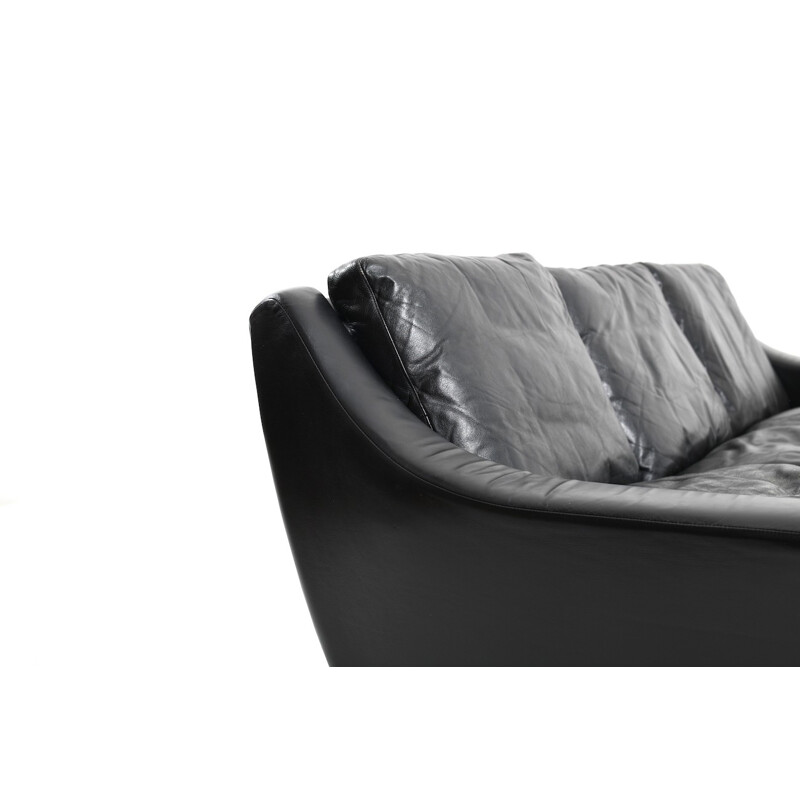 Black leather 3-seater sofa by Georg Thams for Vejen Polstermøbelfabrik - 1960s