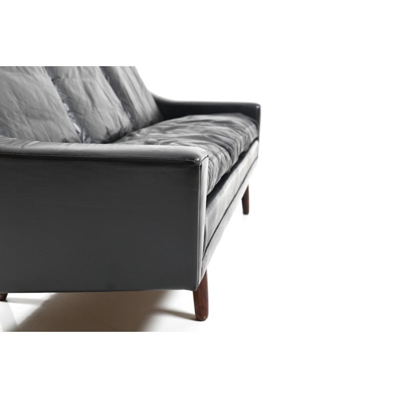 Black leather 3-seater sofa by Georg Thams for Vejen Polstermøbelfabrik - 1960s