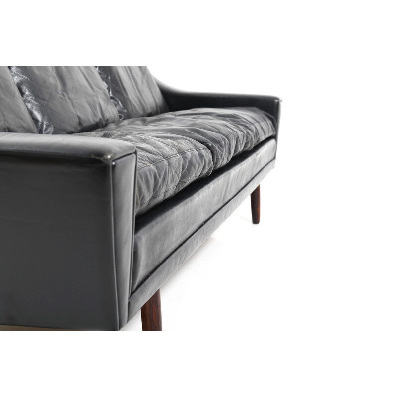 Black leather 3-seater sofa by Georg Thams for Vejen Polstermøbelfabrik - 1960s