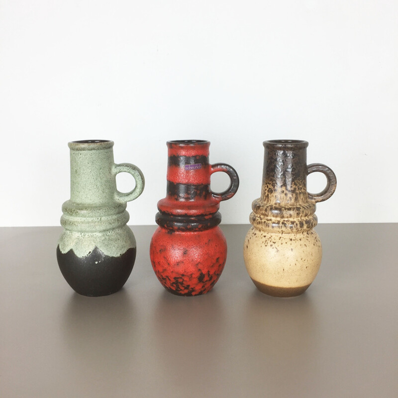 Set of 3 vintage ceramic "Vienna" vases by Scheurich - 1970s