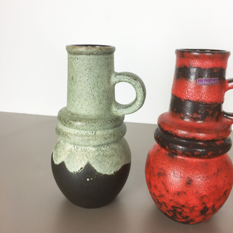 Set of 3 vintage ceramic "Vienna" vases by Scheurich - 1970s