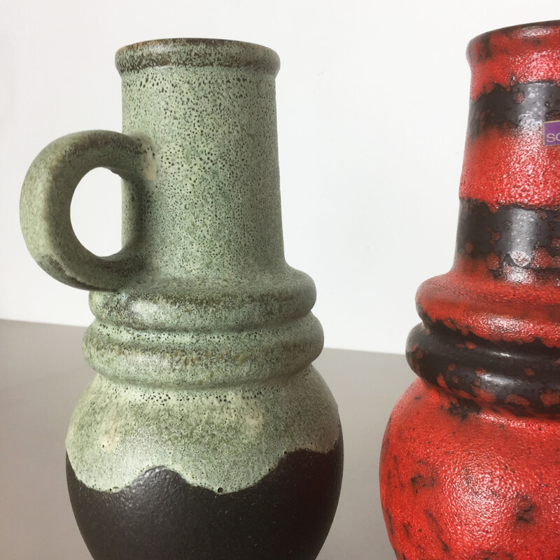 Set of 3 vintage ceramic "Vienna" vases by Scheurich - 1970s