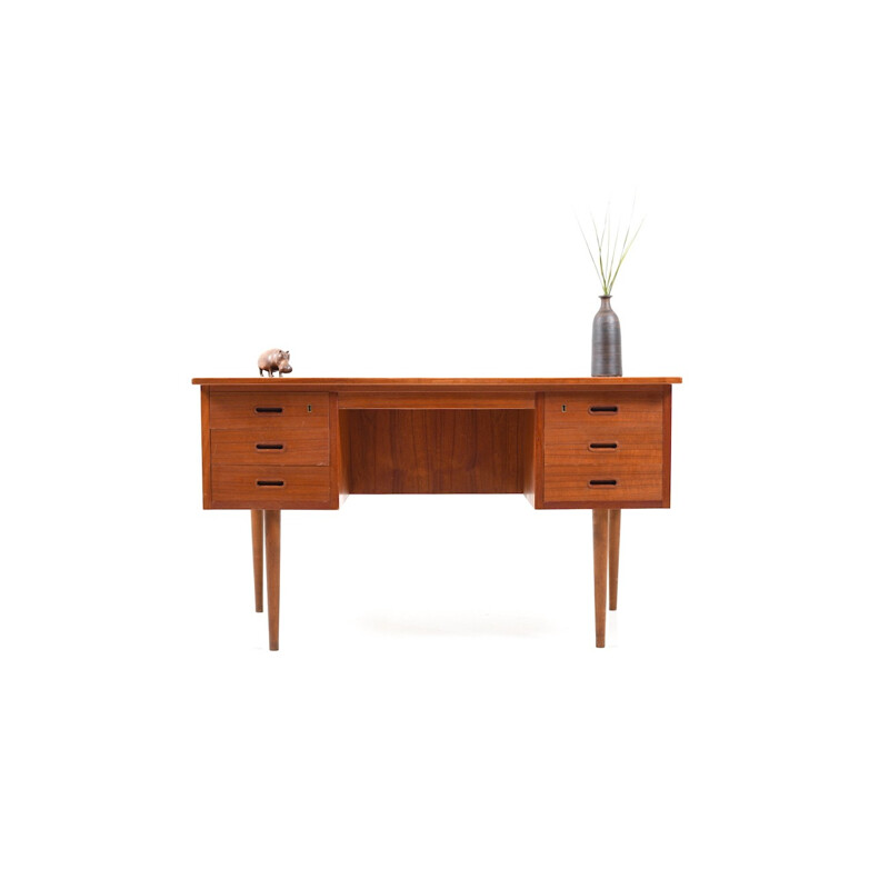 Scrittoio vintage in teak curvato, Danimarca 1950