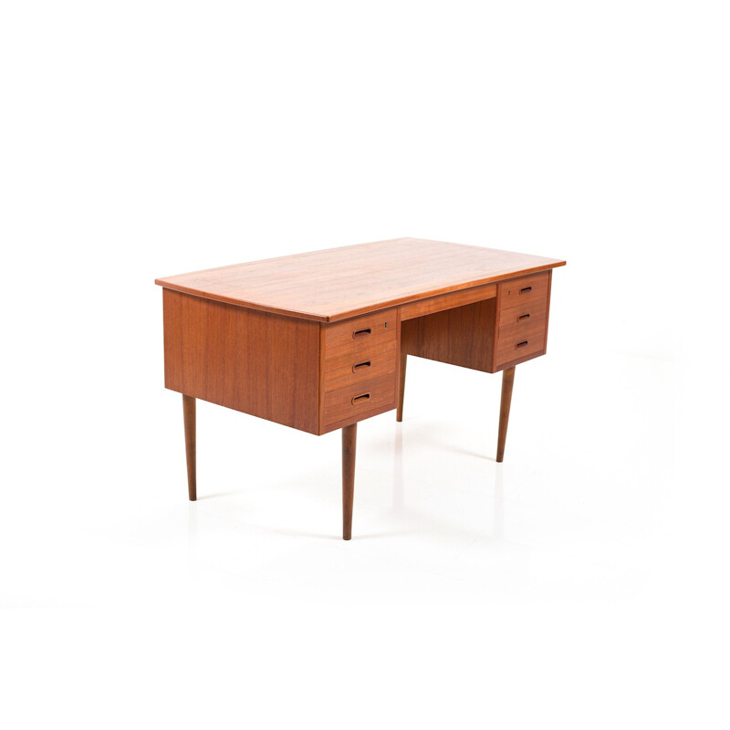 Vintage curved teak writing desk, Denmark 1950