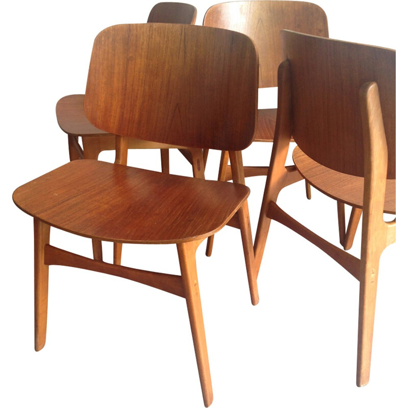 4 chairs Soborg model 155 by Borge Mogensen - 1950s