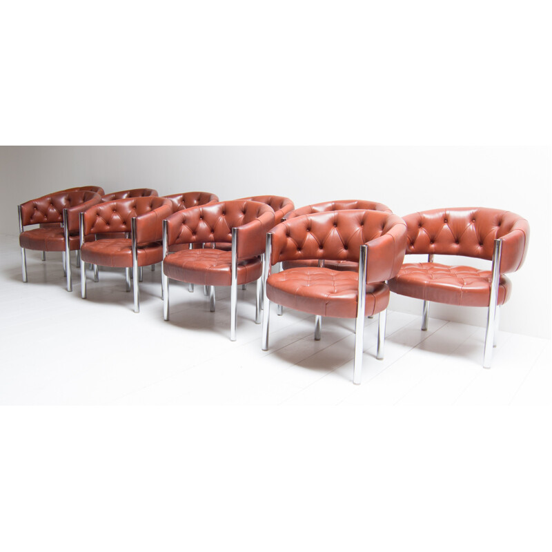 Vintage set of 10 lobby chairs by Robert Haussmann for Dietiker - 1960s