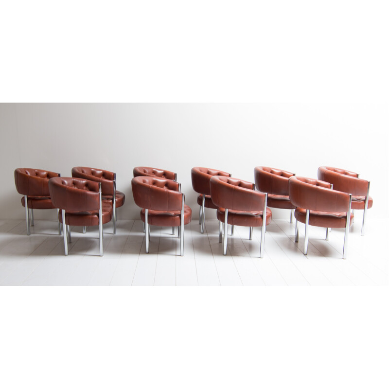 Vintage set of 10 lobby chairs by Robert Haussmann for Dietiker - 1960s