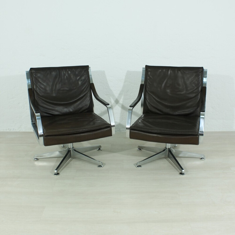 Vintage black leather armchairs by Fabricius and Kastholm - 1970s